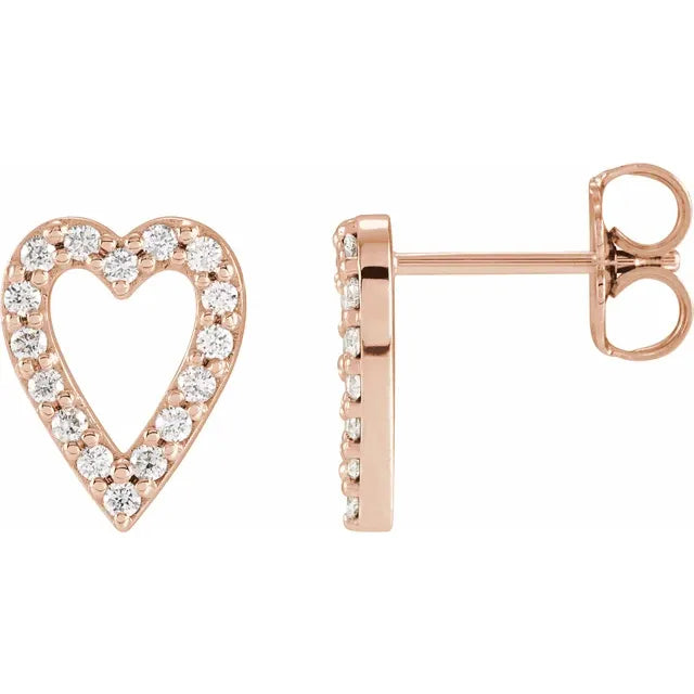 Diamond Heart Stud Earrings