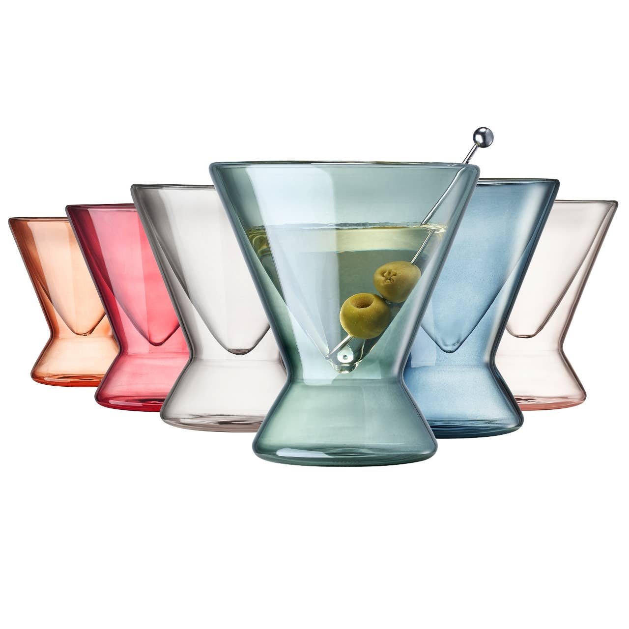 Stemless Double Wall Martini Glasses - 7oz - Set of 6