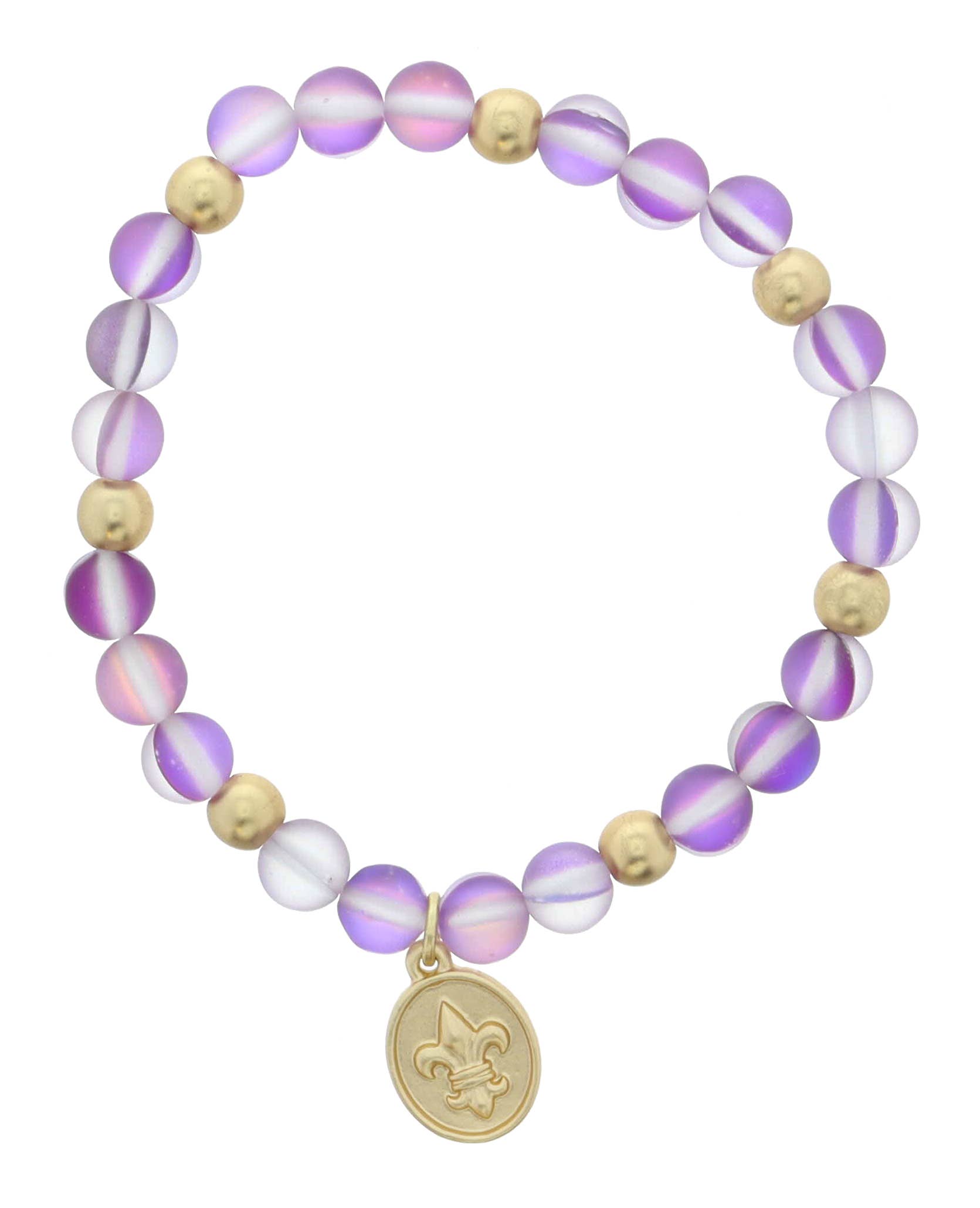 Kids Gold Purple Beaded with Fleur De Lis Bracelet – The Gilded Lily