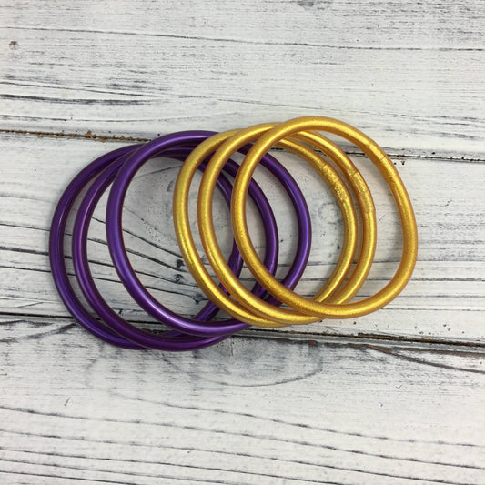 Purple and gold bangle bracelet set