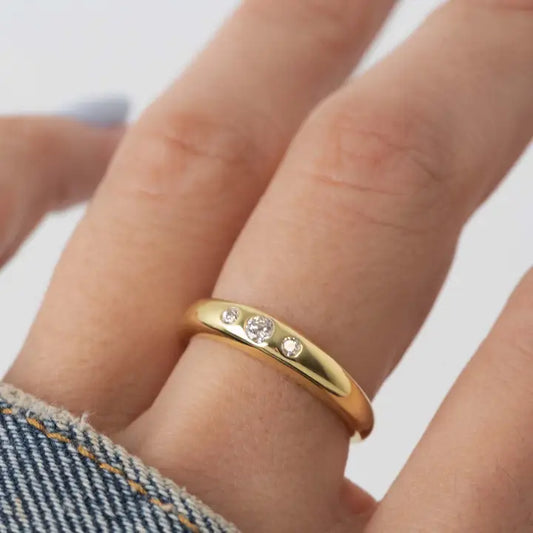 Three stone dome ring