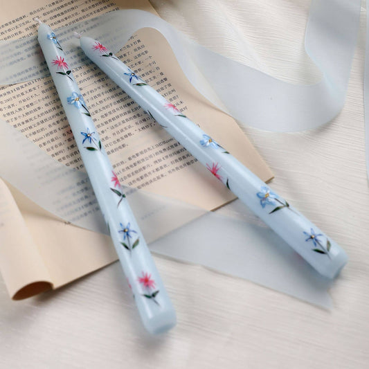 25cm Floral Printed Long Stem Holiday Smokeless Candle