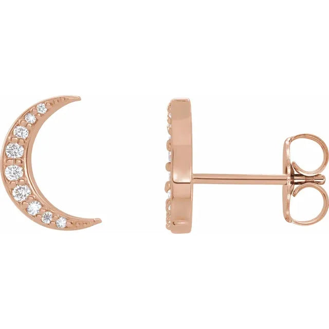 Lab-Grown Crescent Moon Stud Earrings