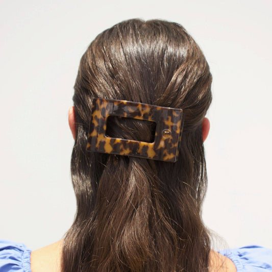 Tortoise | Medium | Flat Rectangle Hair Clip
