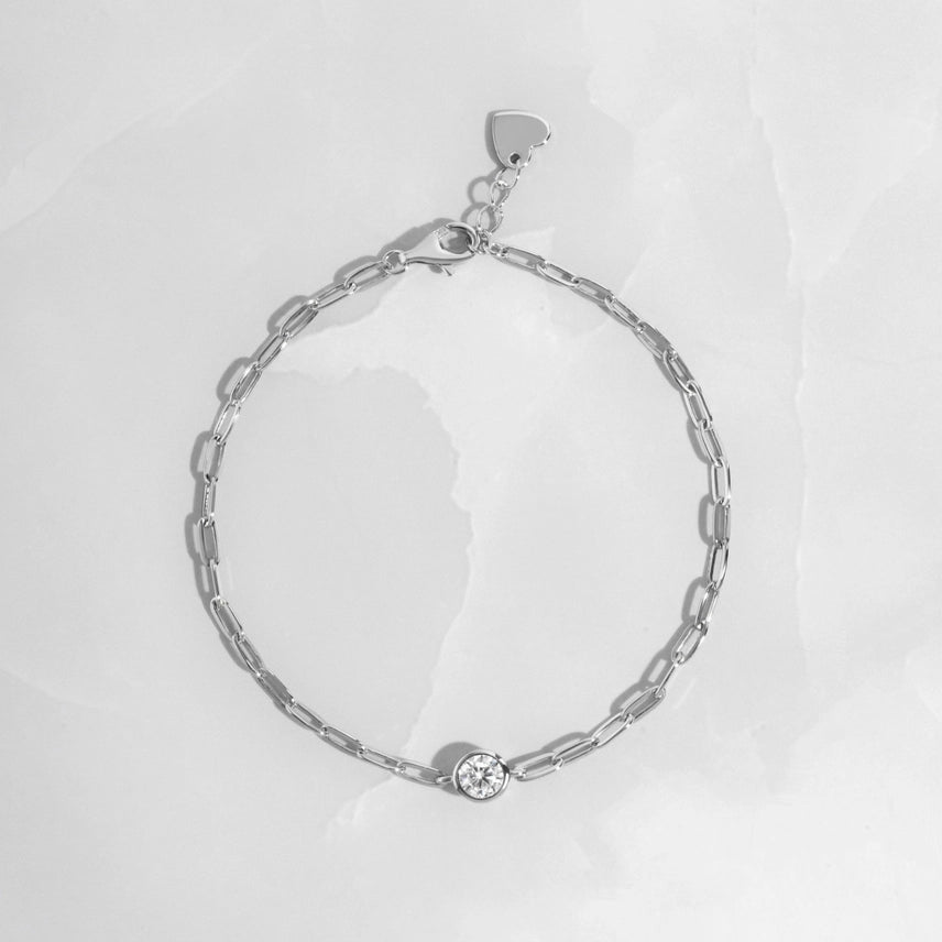 Bezel Charm Paperclip Bracelet