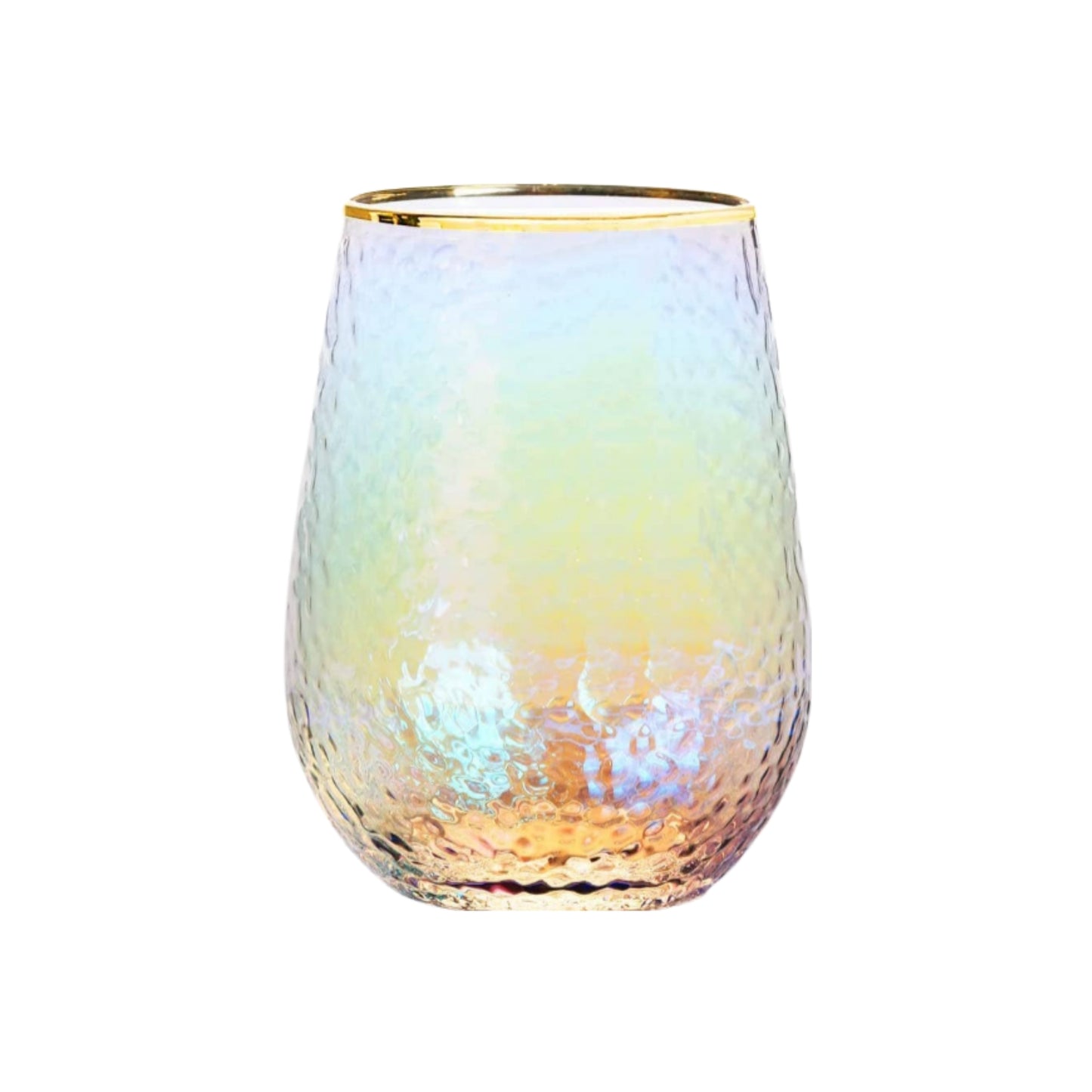 Lustered Iridescent Stemless Wine Glasses 15oz - 4 Set