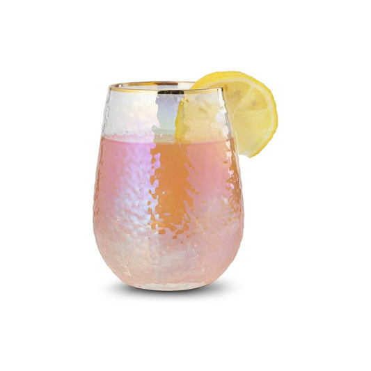 Lustered Iridescent Stemless Wine Glasses 15oz - 4 Set