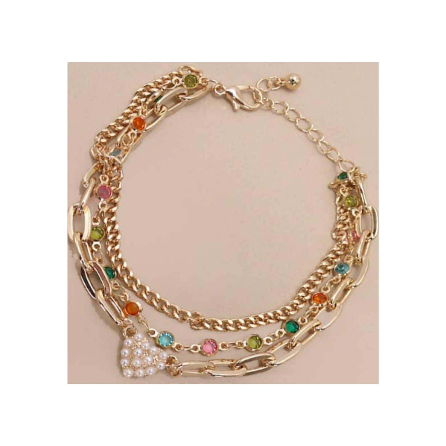 Pearl Heart Multi-stone layered bracelet