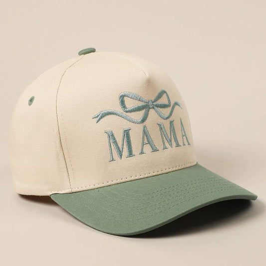 Mama Ribbon Embroidered Two-Tone Trucker Hat