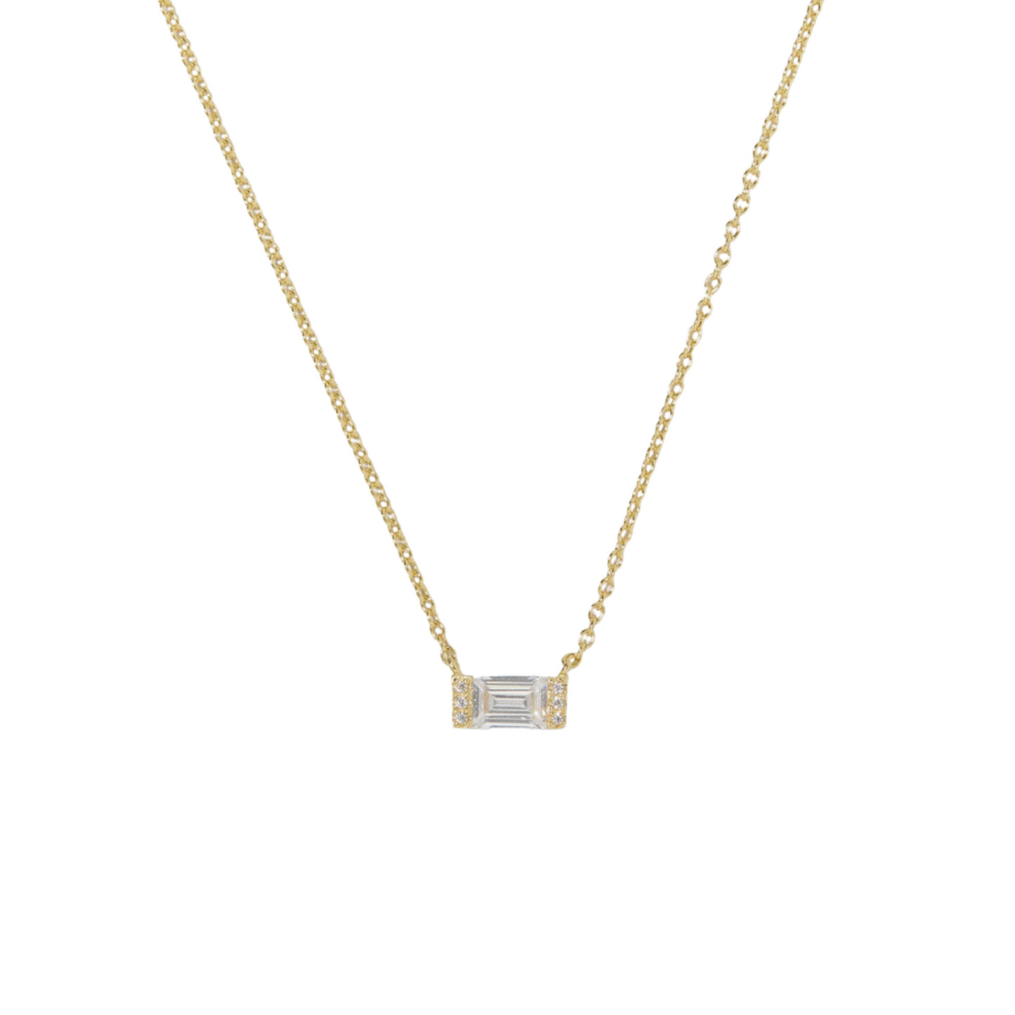 CZ Accented Baguette Necklace