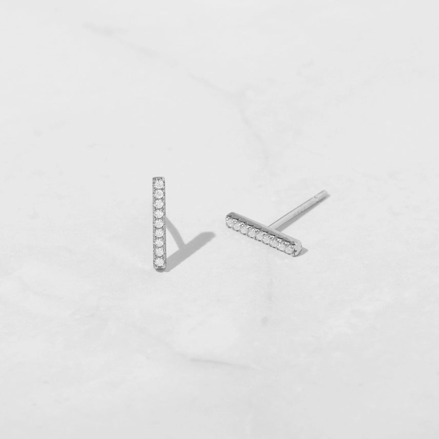 Accented Bar Stud Earrings