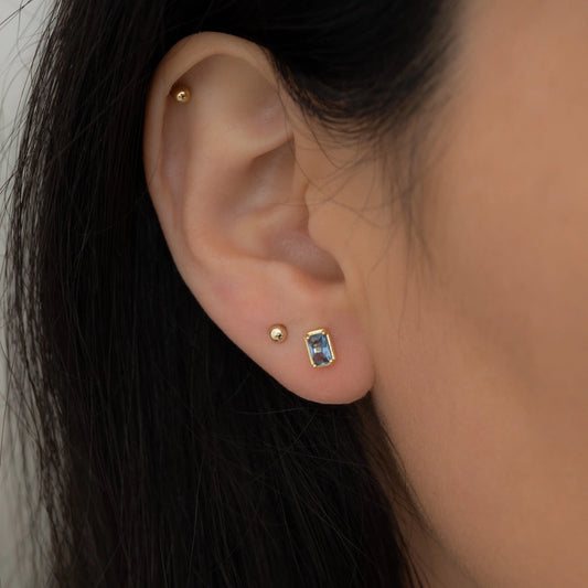 Aquamarine CZ Baguette Studs