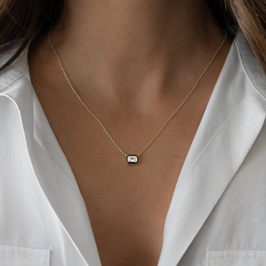 Black Enamel Emerald Necklace