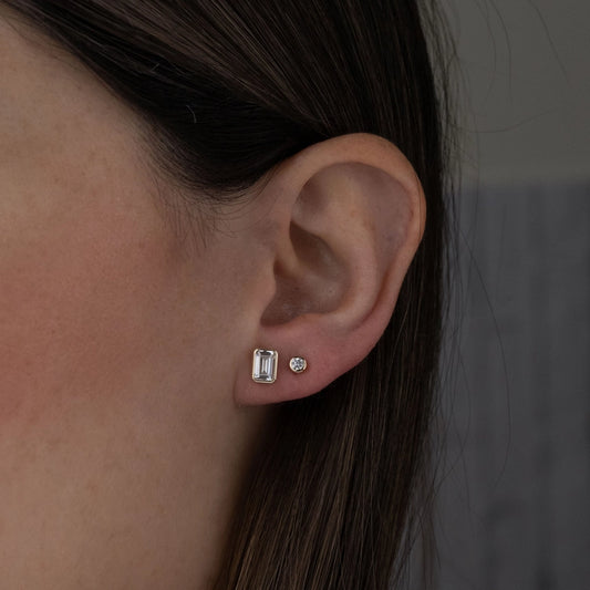 Emerald Cut Stud Earrings