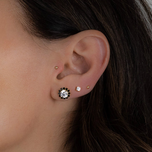 Black Onyx Halo Studs