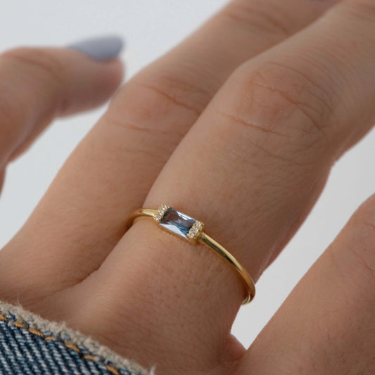 Aquamarine Baguette Ring