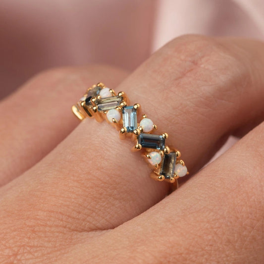 London Blue Topaz & Opal Ring