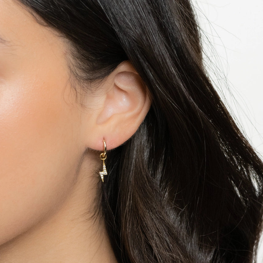 Lightning Bolt Charm Huggies