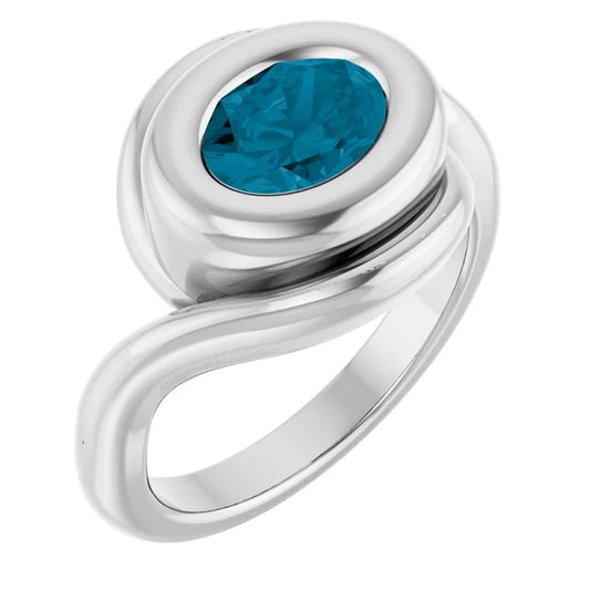 Natural London Blue Topaz Bypass Ring