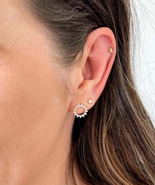 CZ Sunburst Stud Earrings