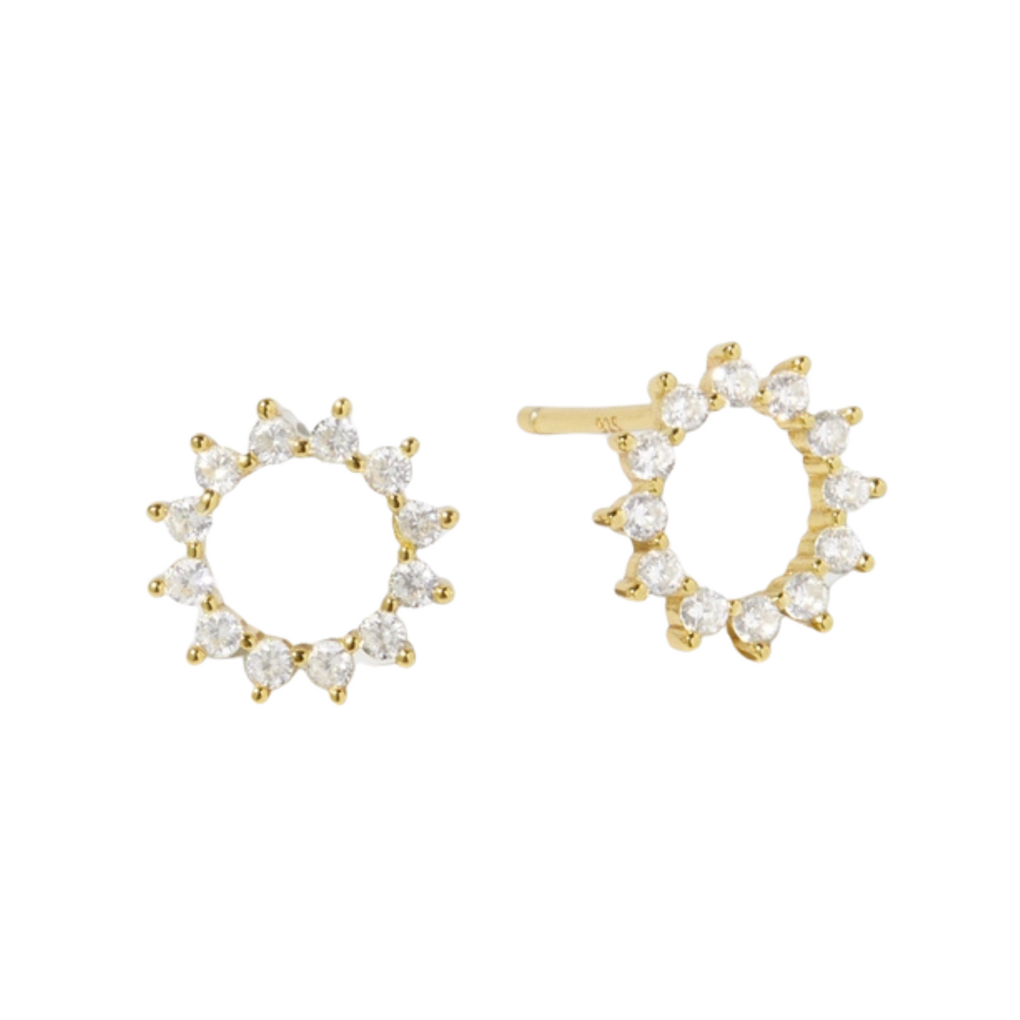 CZ Sunburst Stud Earrings