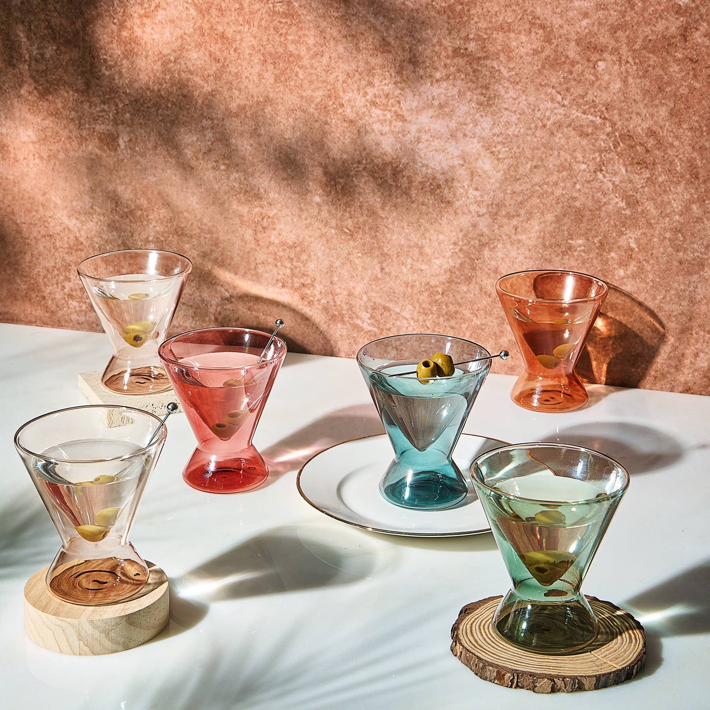 Stemless Double Wall Martini Glasses - 7oz - Set of 6