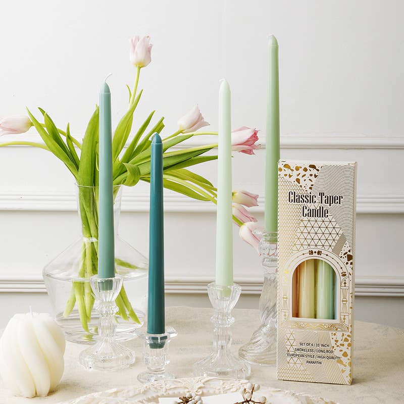 4pcs 25cm Colored Smokeless Long Taper Candles