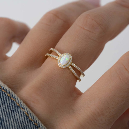 Criss-cross Opal Ring