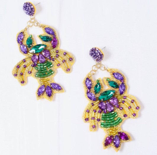 Mardi Gras Crawfish Earring MULTI