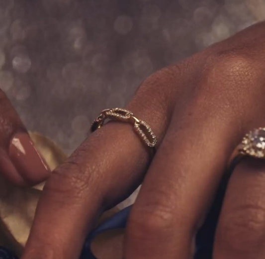 Diamond Chain Link Stackable Ring