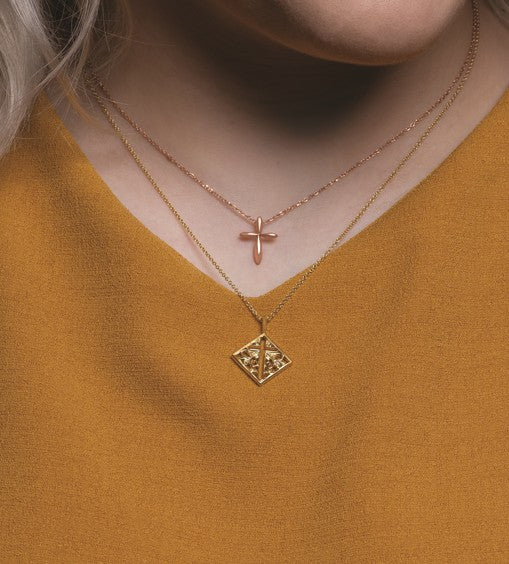 Petite Puffy Cross Necklace