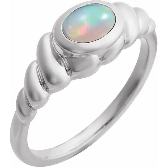 Ethiopian Opal Croissant Ring