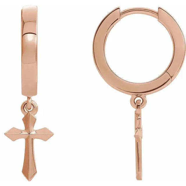 Cross Dangle Hoop Earrings