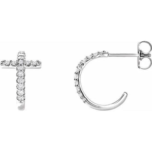Diamond Cross Hoop Earrings
