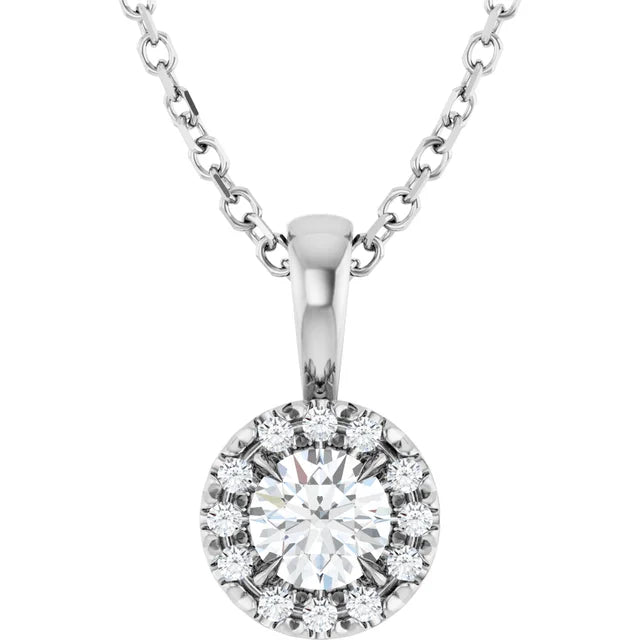 4mm Diamond Halo Necklace