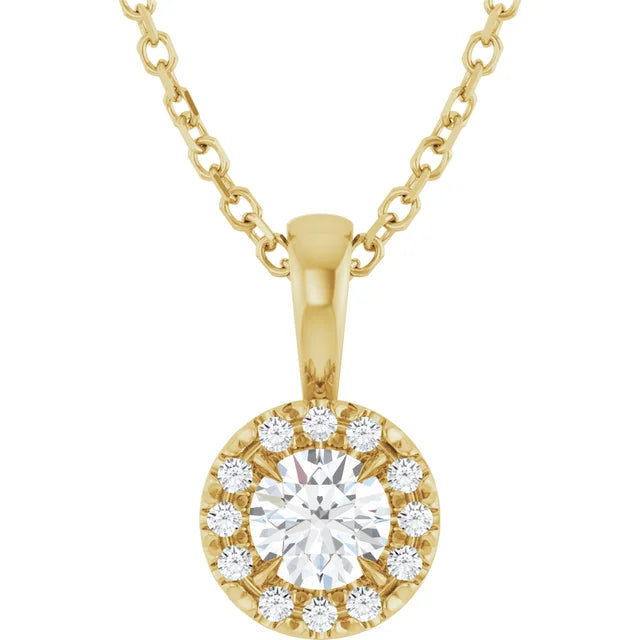 4mm Diamond Halo Necklace