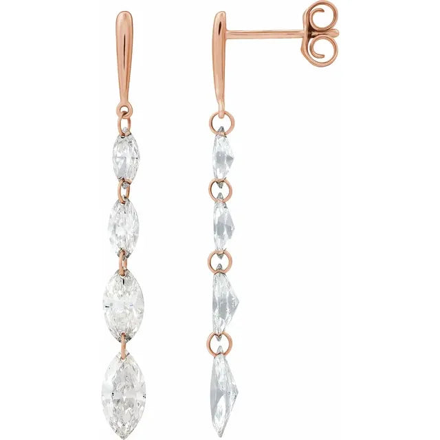 Drilled Diamond Drop Earrings