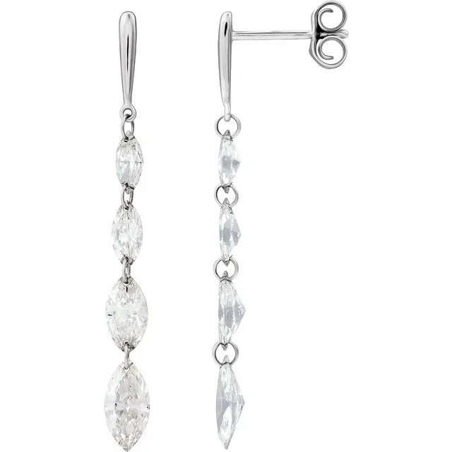 Drilled Diamond Drop Earrings