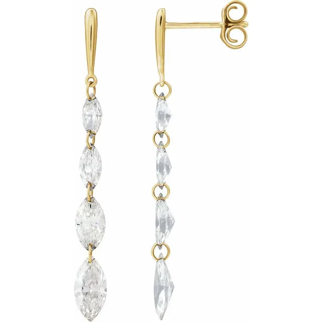 Drilled Diamond Drop Earrings