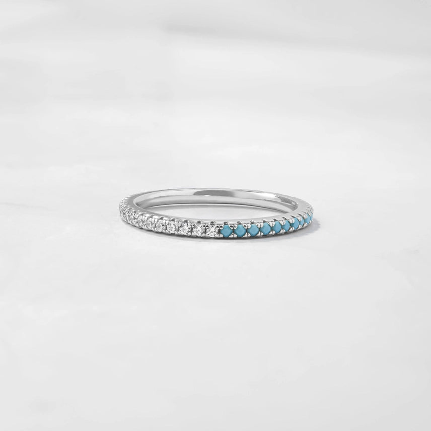 Turquoise & CZ Duo Ring