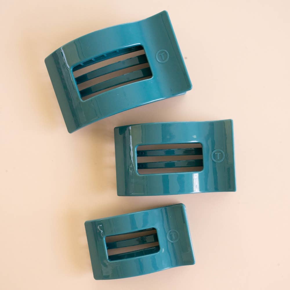 Teal With It | Small | Flat Rectangle Hair Clip