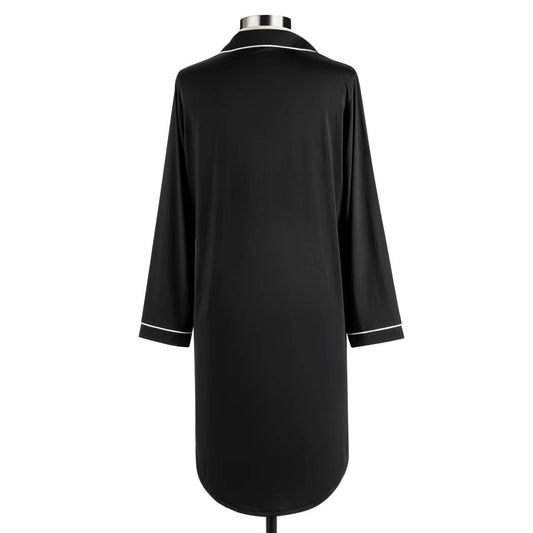 Large Long Sleeve Black Cooling Night Shirt