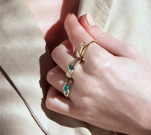 Lab-Grown Emerald Negative Space Ring