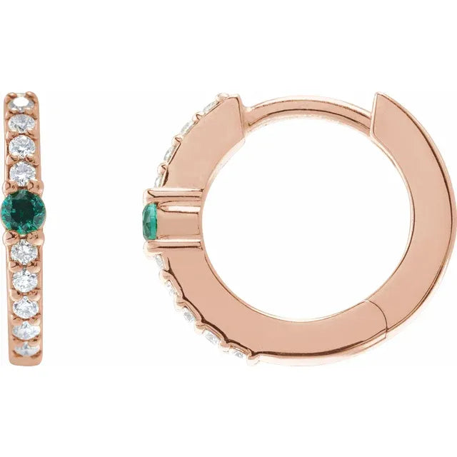 Emerald and Diamond Hoop Earrings