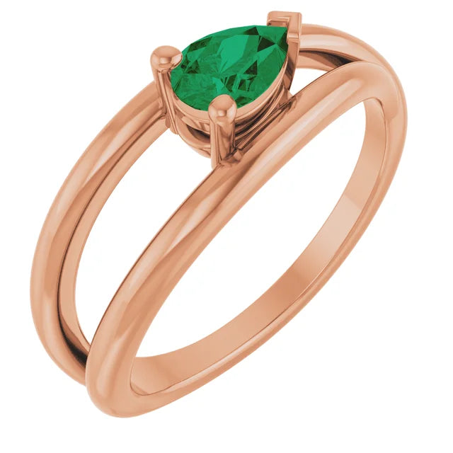 Lab-Grown Emerald Negative Space Ring