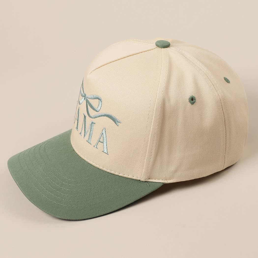 Mama Ribbon Embroidered Two-Tone Trucker Hat