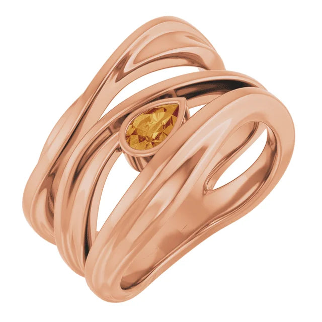 Natural Citrine Freeform Ring