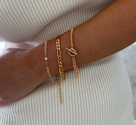 CZ Accented double chain bracelet