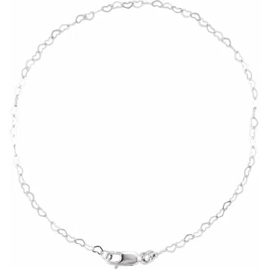 Flat Heart Chain Bracelet