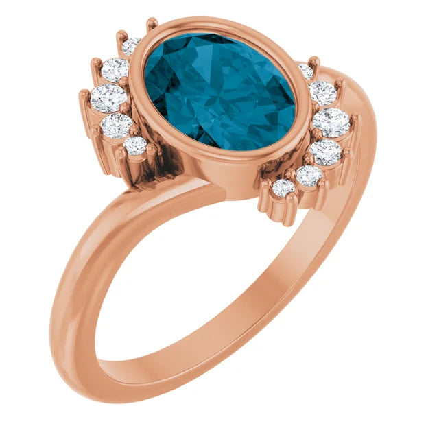 London Blue Topaz and Diamond Ring